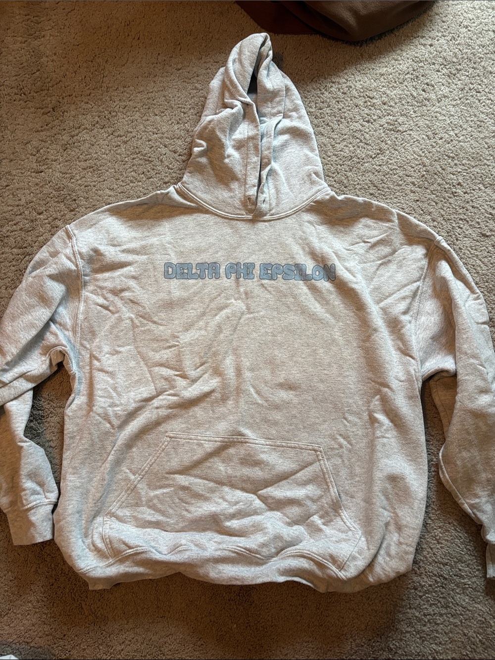 Gildan Heather Gray Delta Phi Epsilon Pullover Hoodie